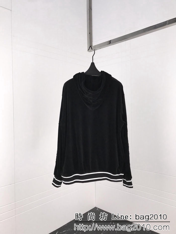 DＧ杜嘉班納 18秋冬新款 進口絲絨字母立體刺繡條紋邊 連帽開衫套裝 情侶款 ydi1176